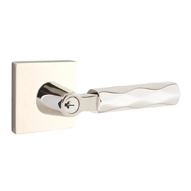 Emtek Select L-Square Tribeca Lever with Square Rosette Lifetime Polished Nickel