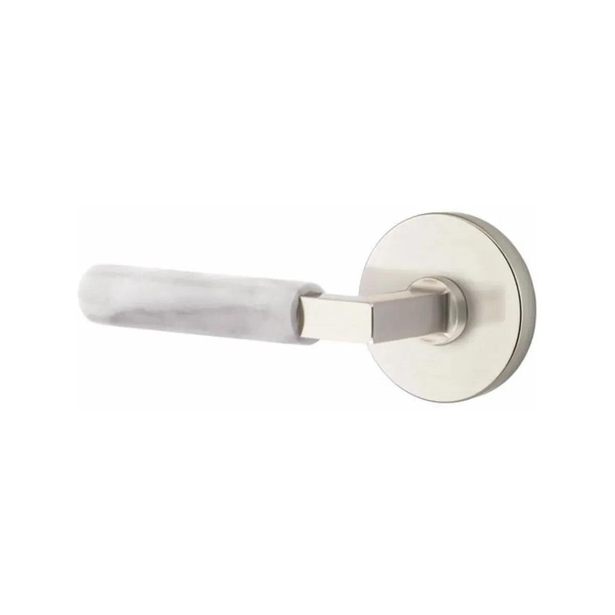 Emtek Select L-Square White Marble Lever with Disk Rosette 