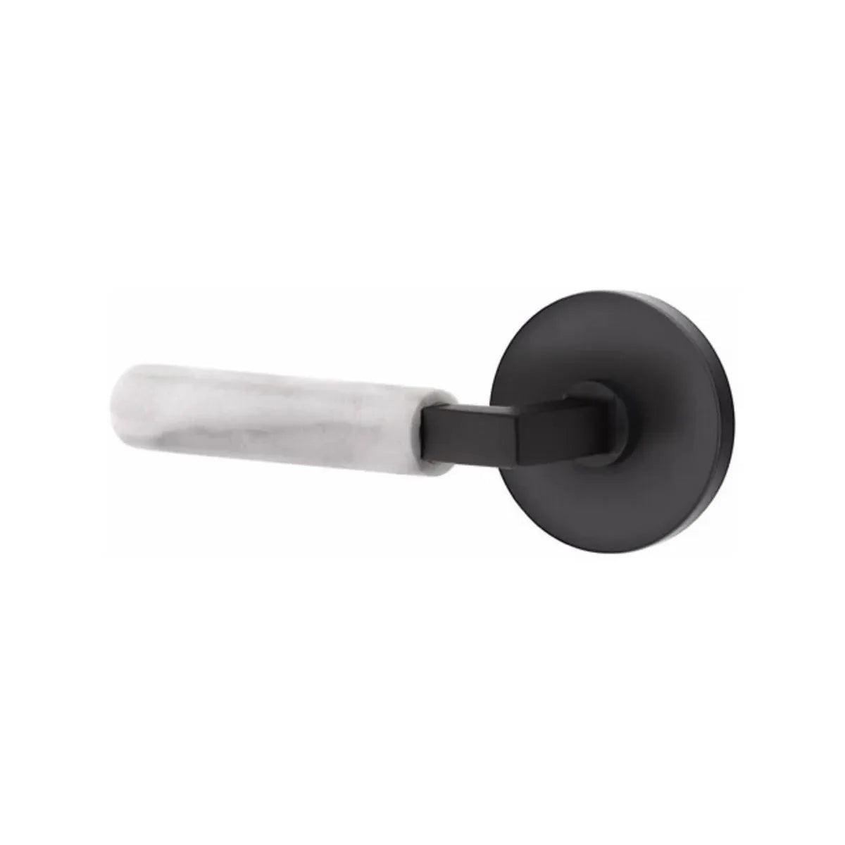 Emtek Select L-Square White Marble Lever with Disk Rosette 