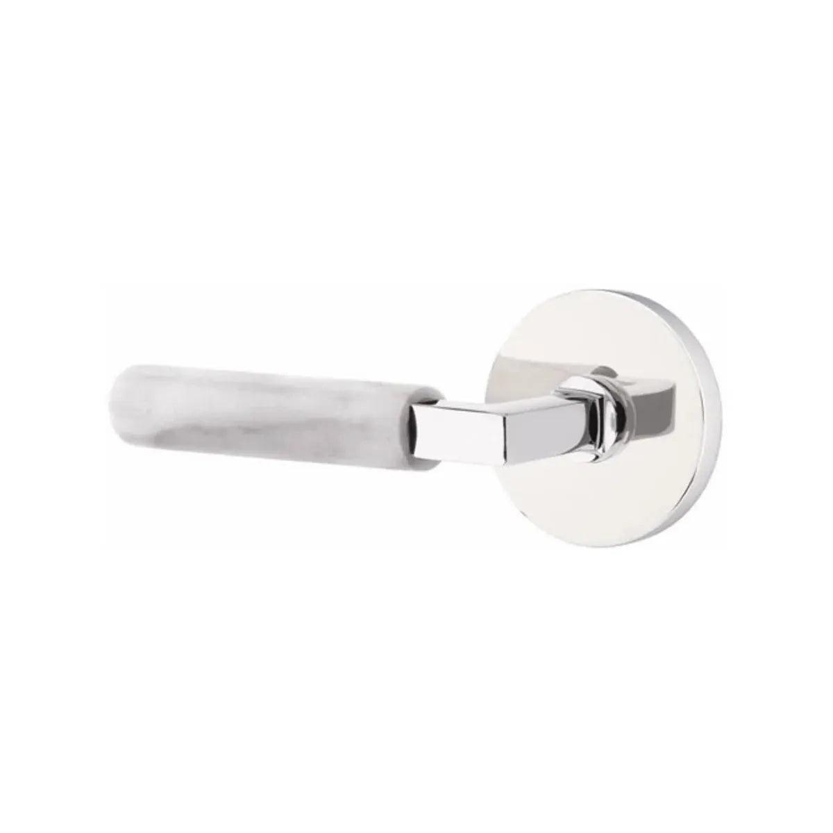 Emtek Select L-Square White Marble Lever with Disk Rosette 
