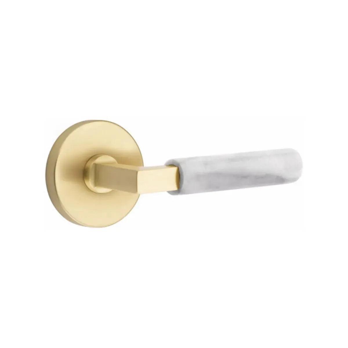 Emtek Select L-Square White Marble Lever with Disk Rosette 