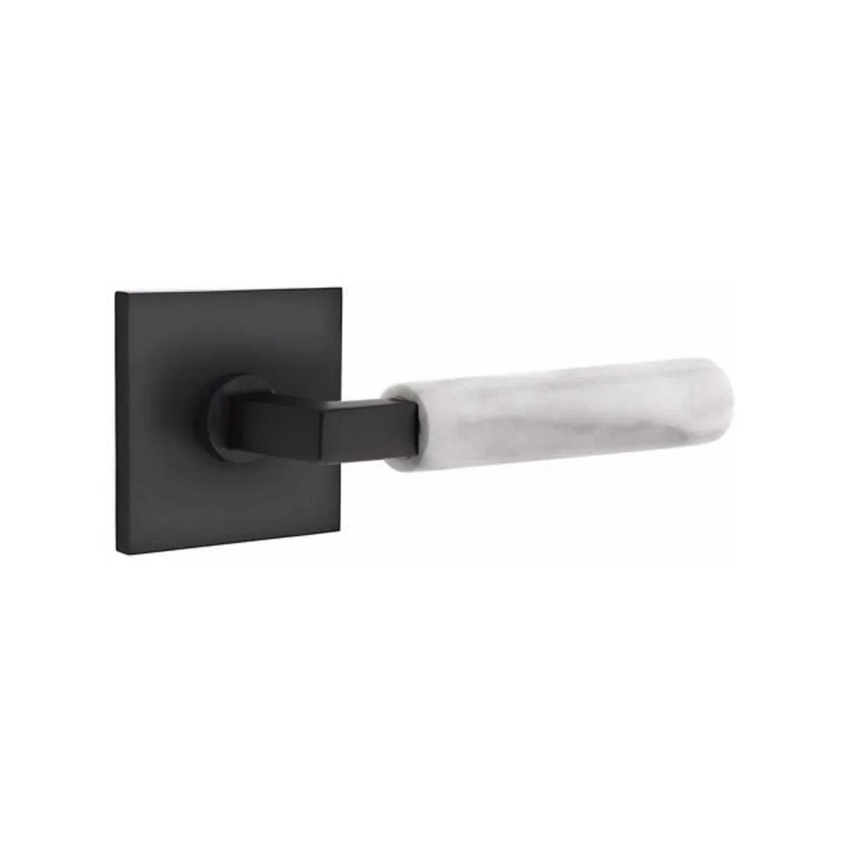 Emtek Select L-Square White Marble Lever with Square Rosette 