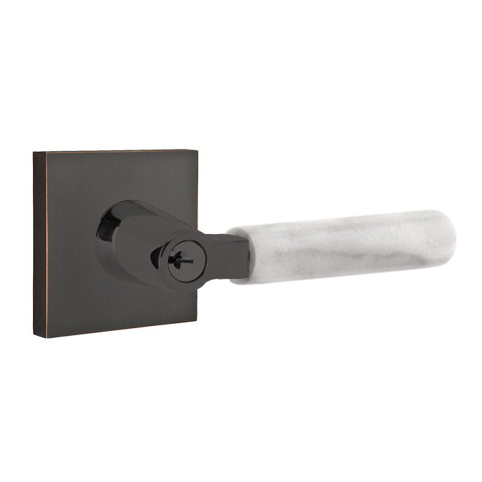 Emtek Select L-Square White Marble Lever with Square Rosette in finish