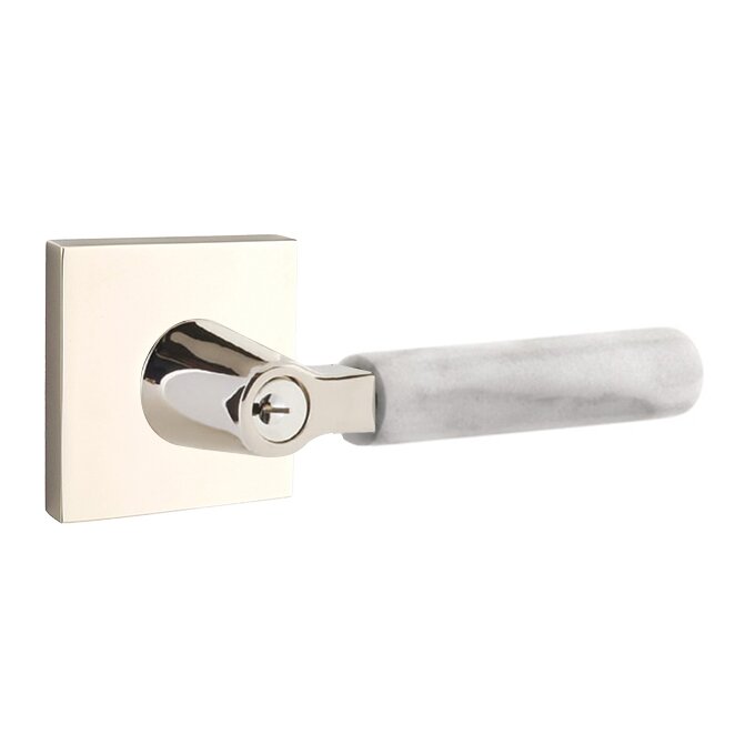 Emtek Select L-Square White Marble Lever with Square Rosette in finish