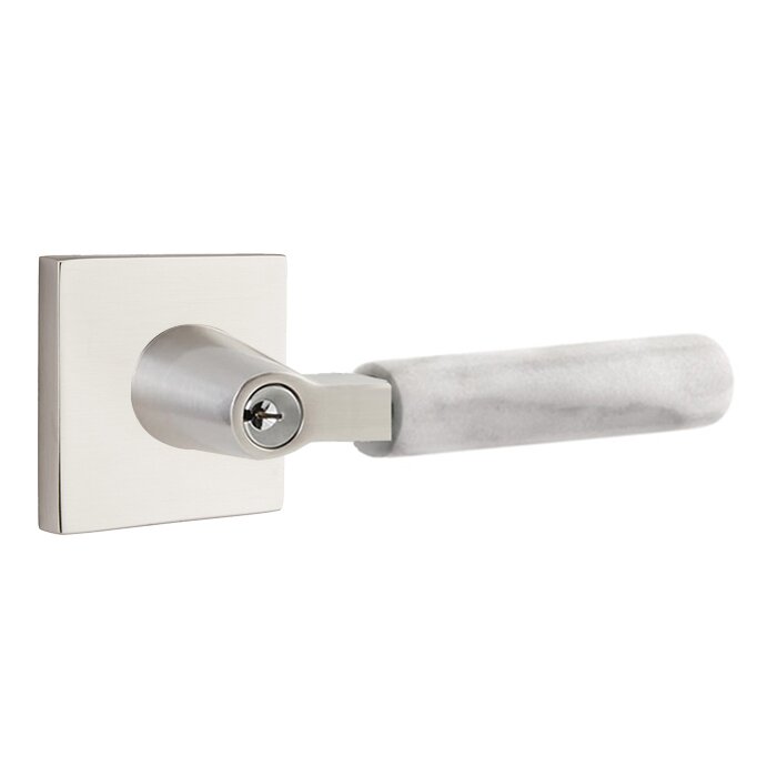 Emtek Select L-Square White Marble Lever with Square Rosette in finish