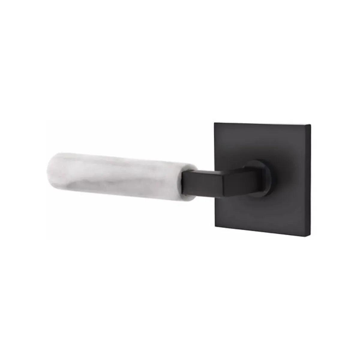 Emtek Select L-Square White Marble Lever with Square Rosette 