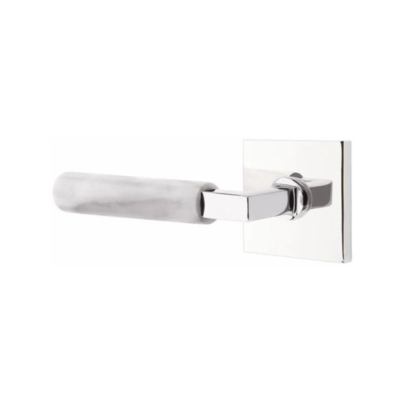 Emtek Select L-Square White Marble Lever with Square Rosette in finish