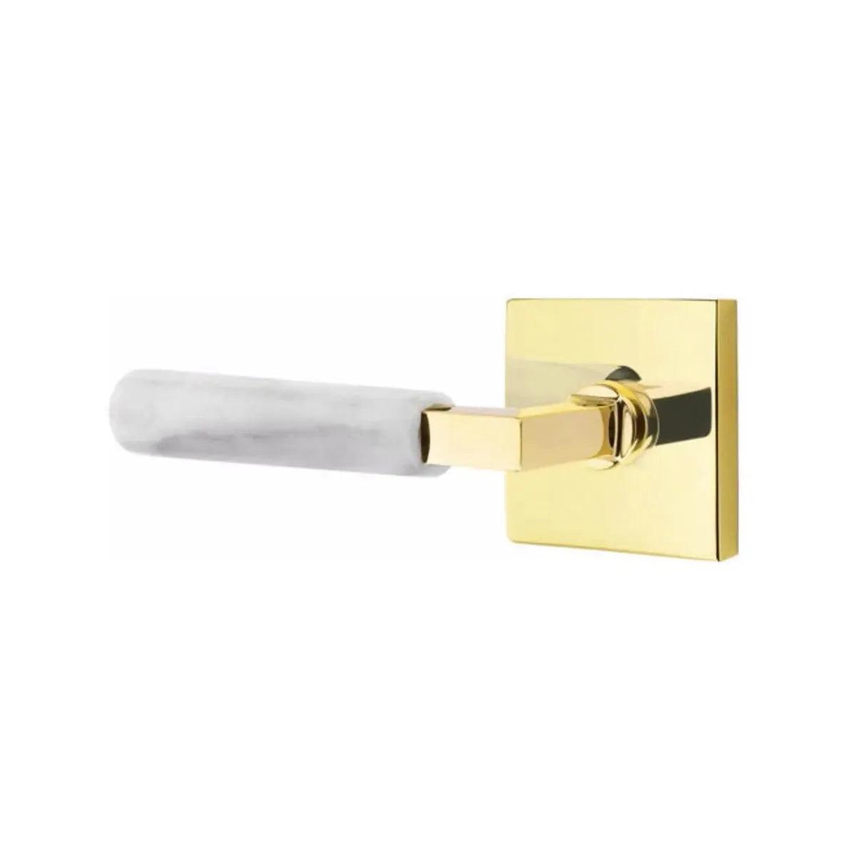 Emtek Select L-Square White Marble Lever with Square Rosette 