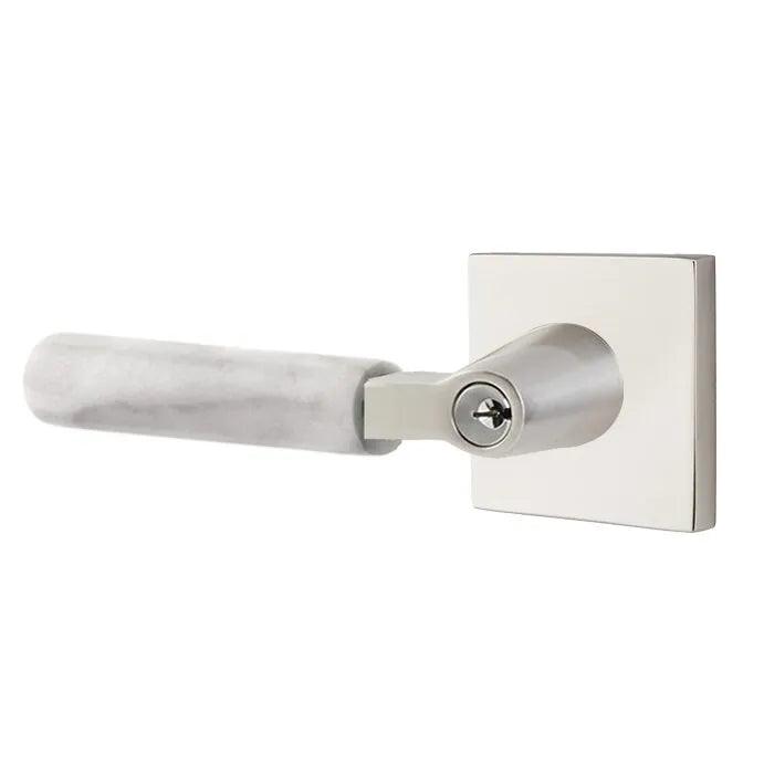 Emtek Select L-Square White Marble Lever with Square Rosette 