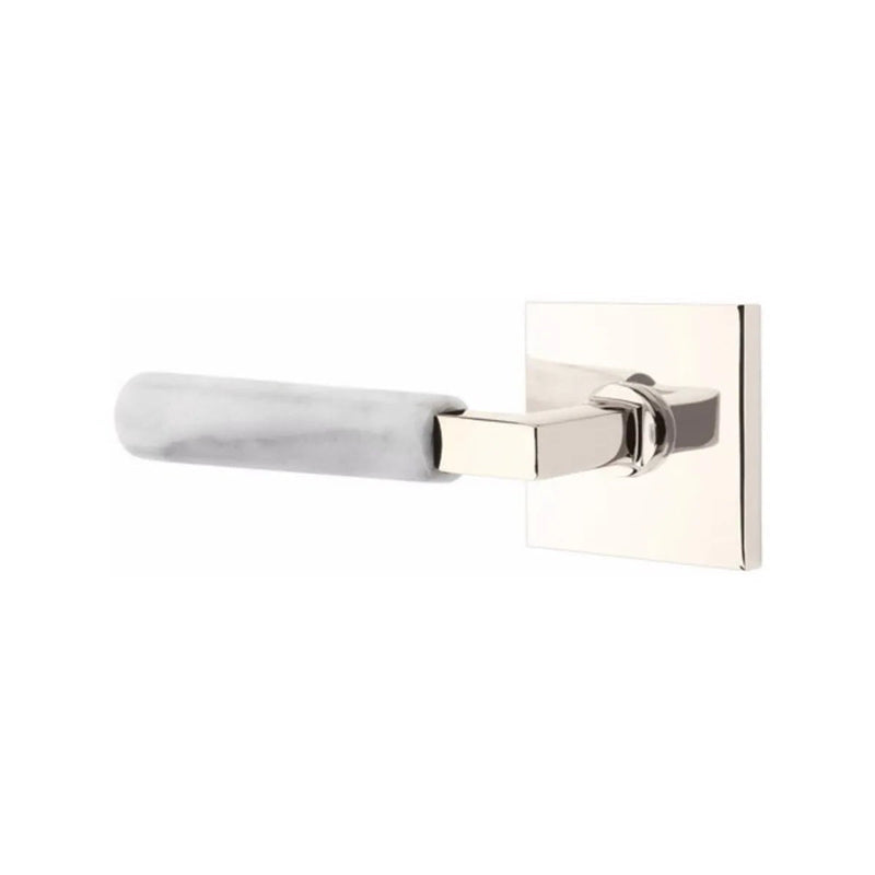 Emtek Select L-Square White Marble Lever with Square Rosette in finish