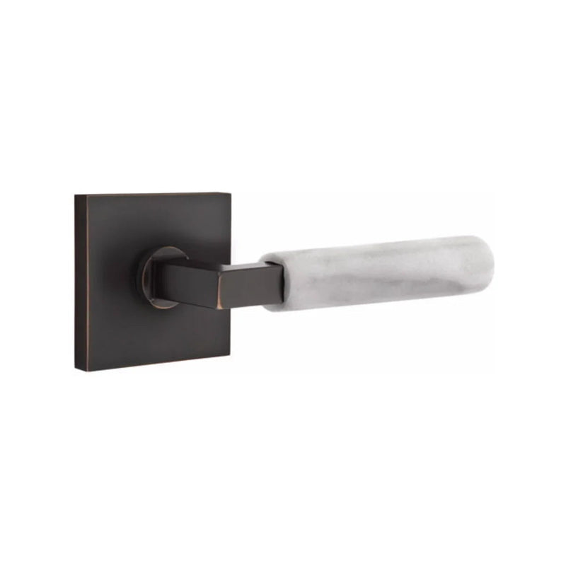 Emtek Select L-Square White Marble Lever with Square Rosette in finish