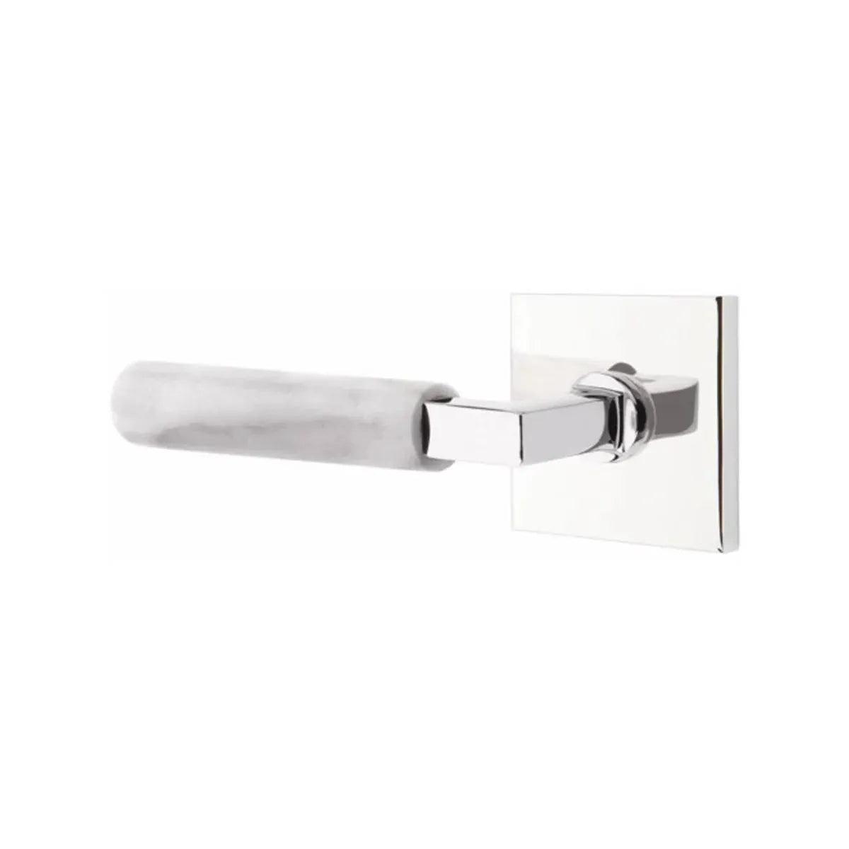 Emtek Select L-Square White Marble Lever with Square Rosette Polished Chrome