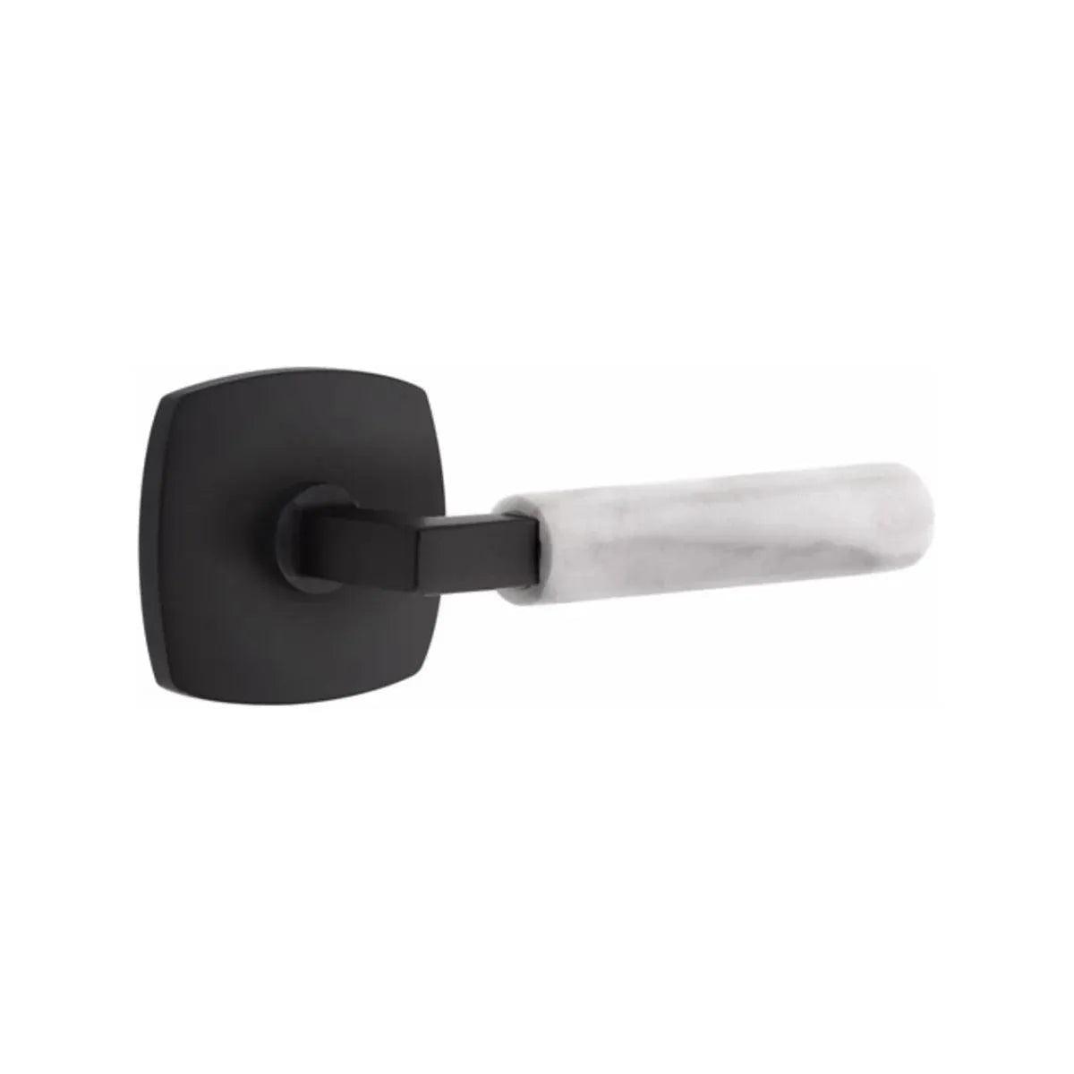 Emtek Select L-Square White Marble Lever with Urban Modern Rosette in finish