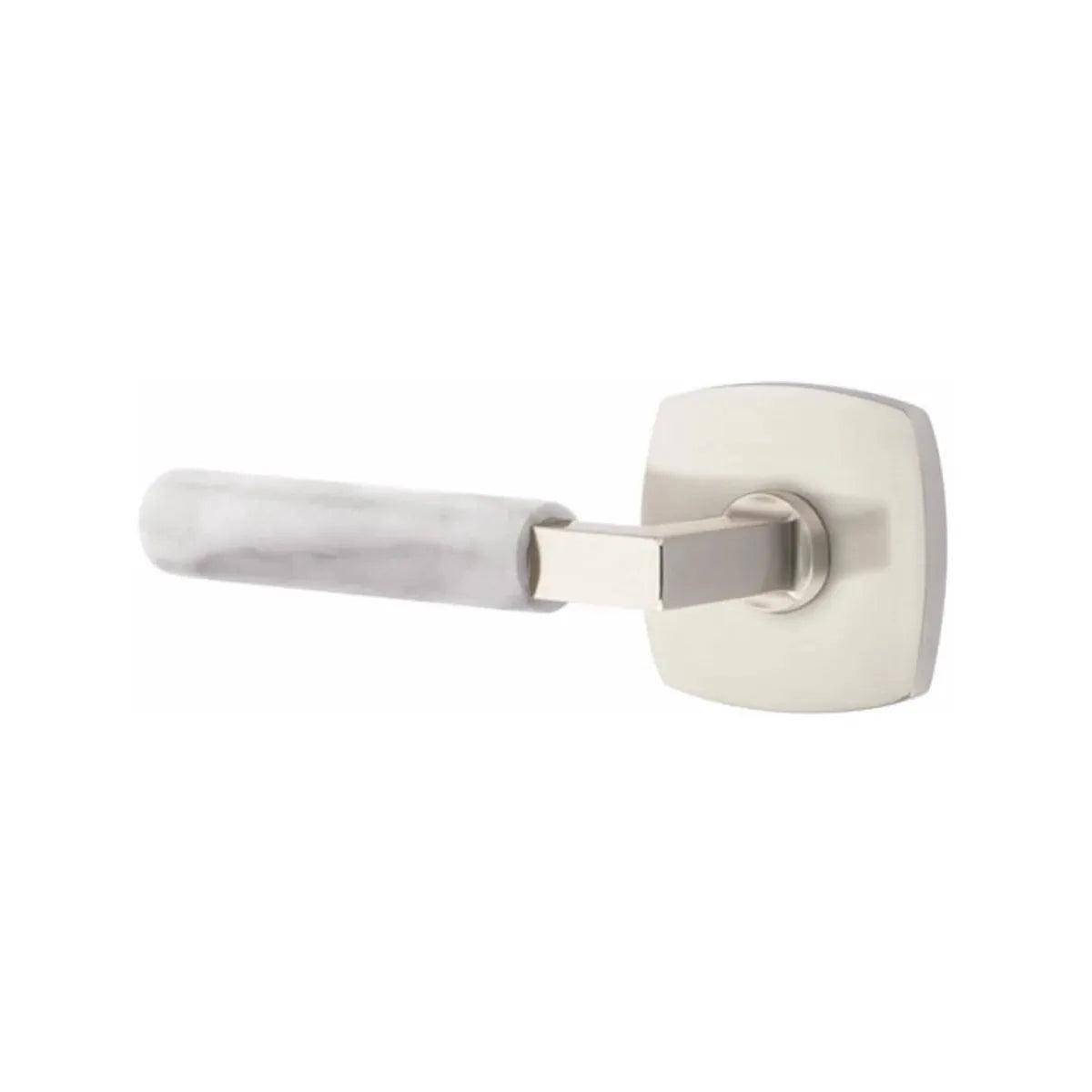 Emtek Select L-Square White Marble Lever with Urban Modern Rosette in finish