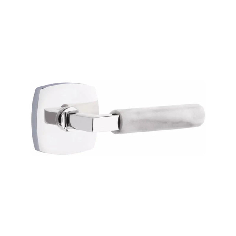 Emtek Select L-Square White Marble Lever with Urban Modern Rosette in finish