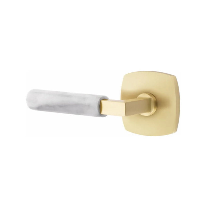 Emtek Select L-Square White Marble Lever with Urban Modern Rosette in finish