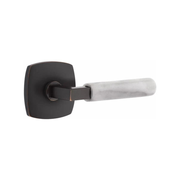 Emtek Select L-Square White Marble Lever with Urban Modern Rosette in finish