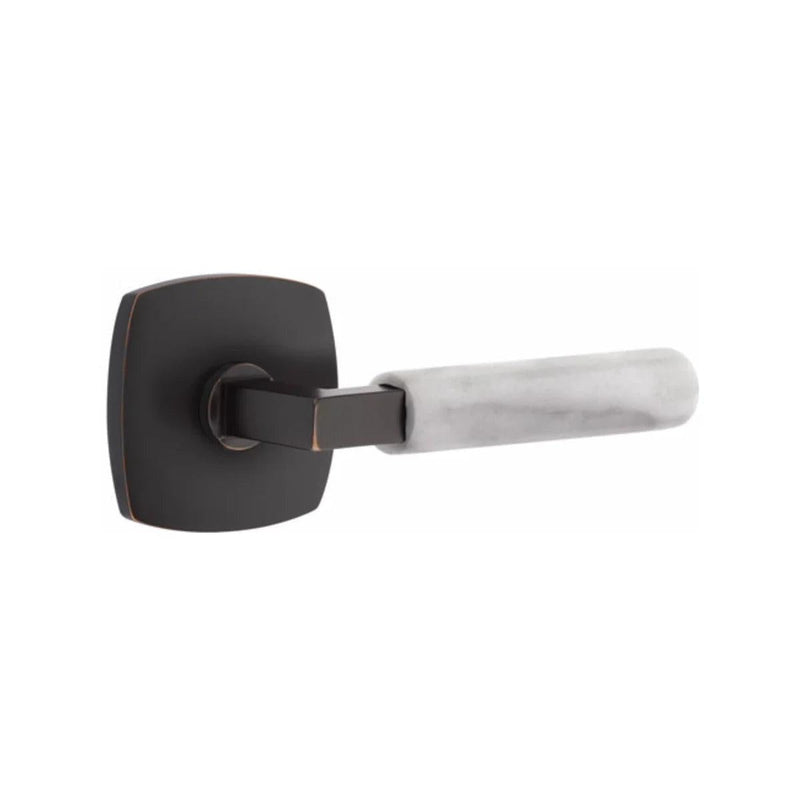 Emtek Select L-Square White Marble Lever with Urban Modern Rosette in finish