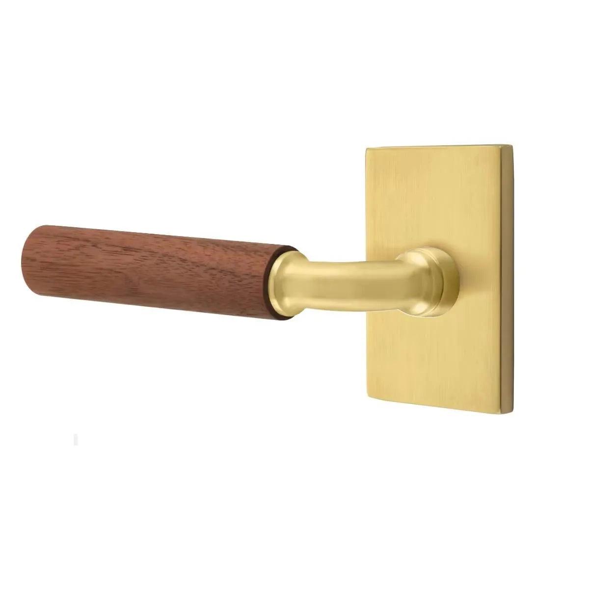 Emtek Select R-Bar Dark Walnut Lever with Modern Rectangular Rosette 