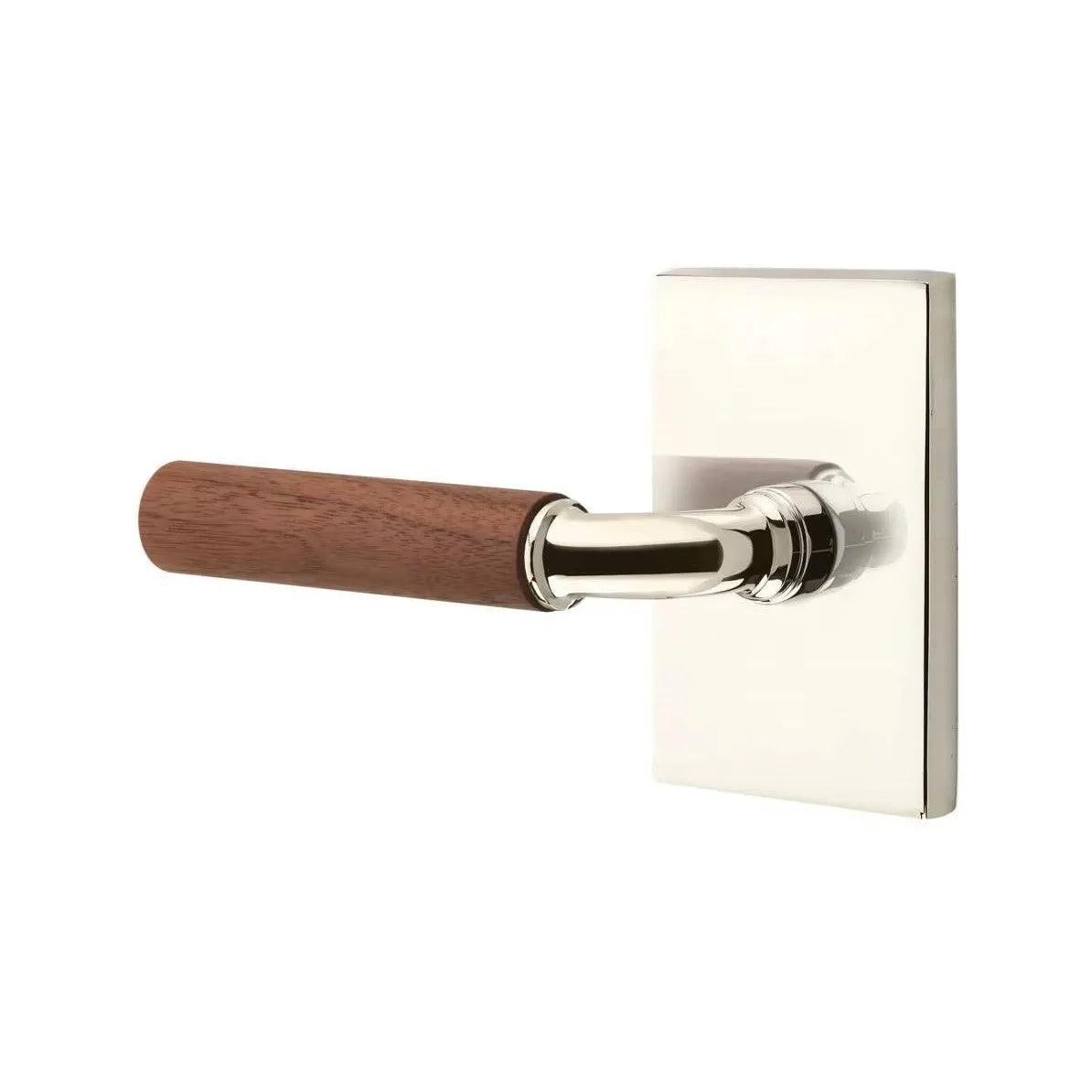 Emtek Select R-Bar Dark Walnut Lever with Modern Rectangular Rosette 