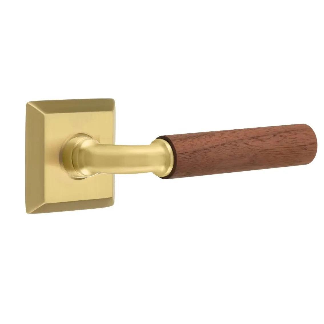 Emtek Select R-Bar Dark Walnut Lever with Quincy Rosette French Antique