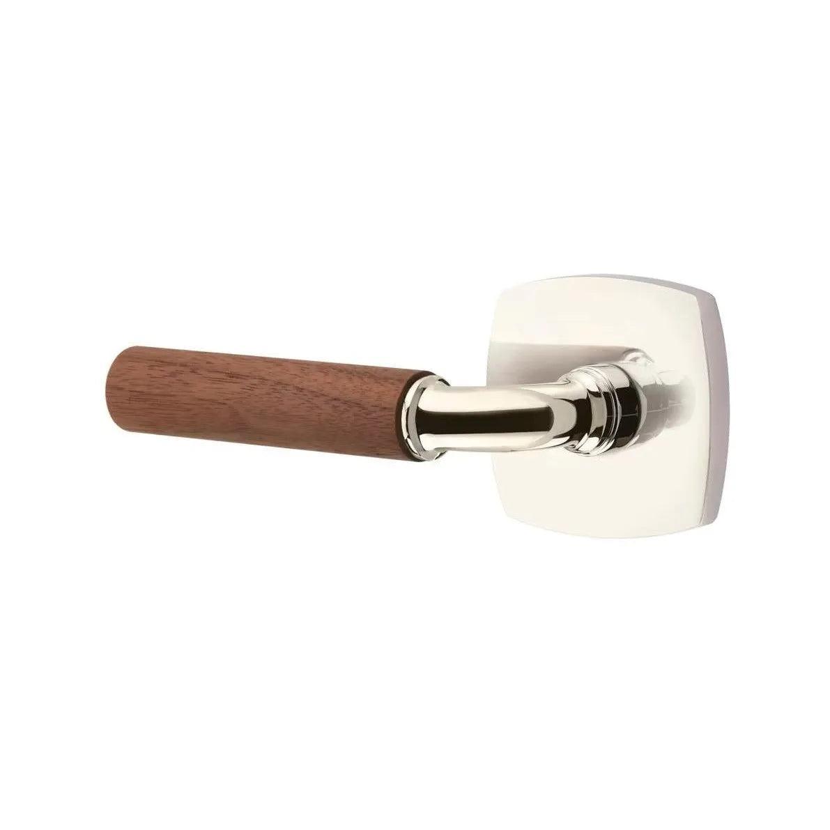 Emtek Select R-Bar Dark Walnut Lever with Urban Modern Rosette 