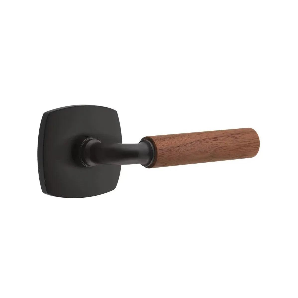 Emtek Select R-Bar Dark Walnut Lever with Urban Modern Rosette Flat Black