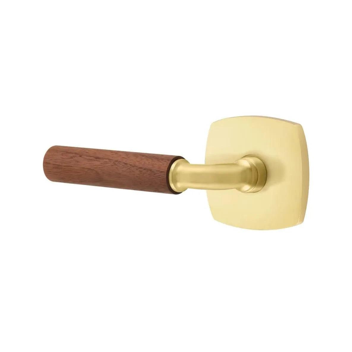 Emtek Select R-Bar Dark Walnut Lever with Urban Modern Rosette Satin Brass