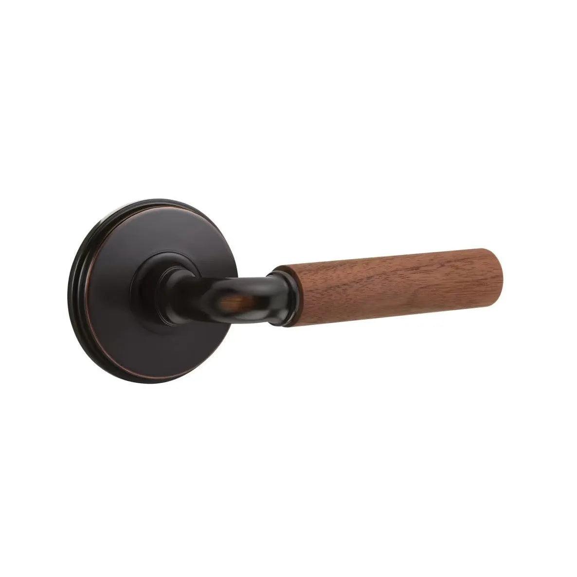 Emtek Select R-Bar Dark Walnut Lever with Watford Rosette Oil Rubbed Bronze