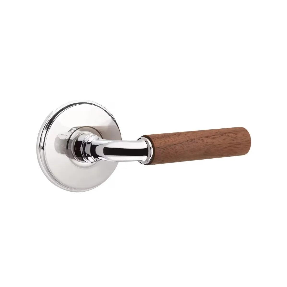 Emtek Select R-Bar Dark Walnut Lever with Watford Rosette Polished Chrome