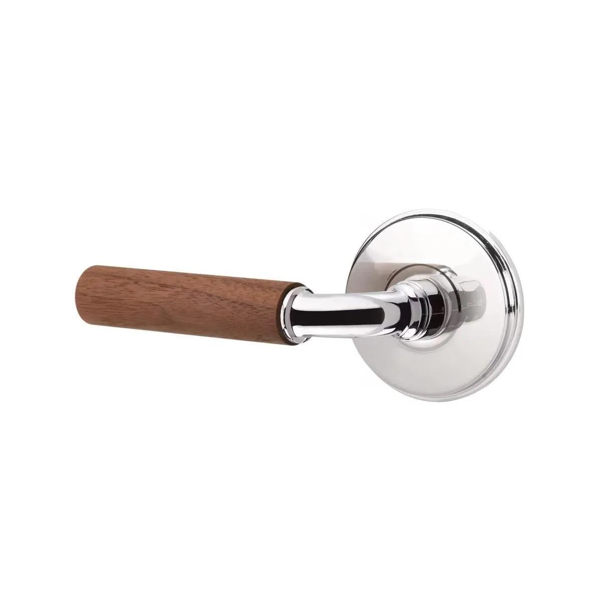 Emtek Select R-Bar Dark Walnut Lever with Watford Rosette Polished Chrome