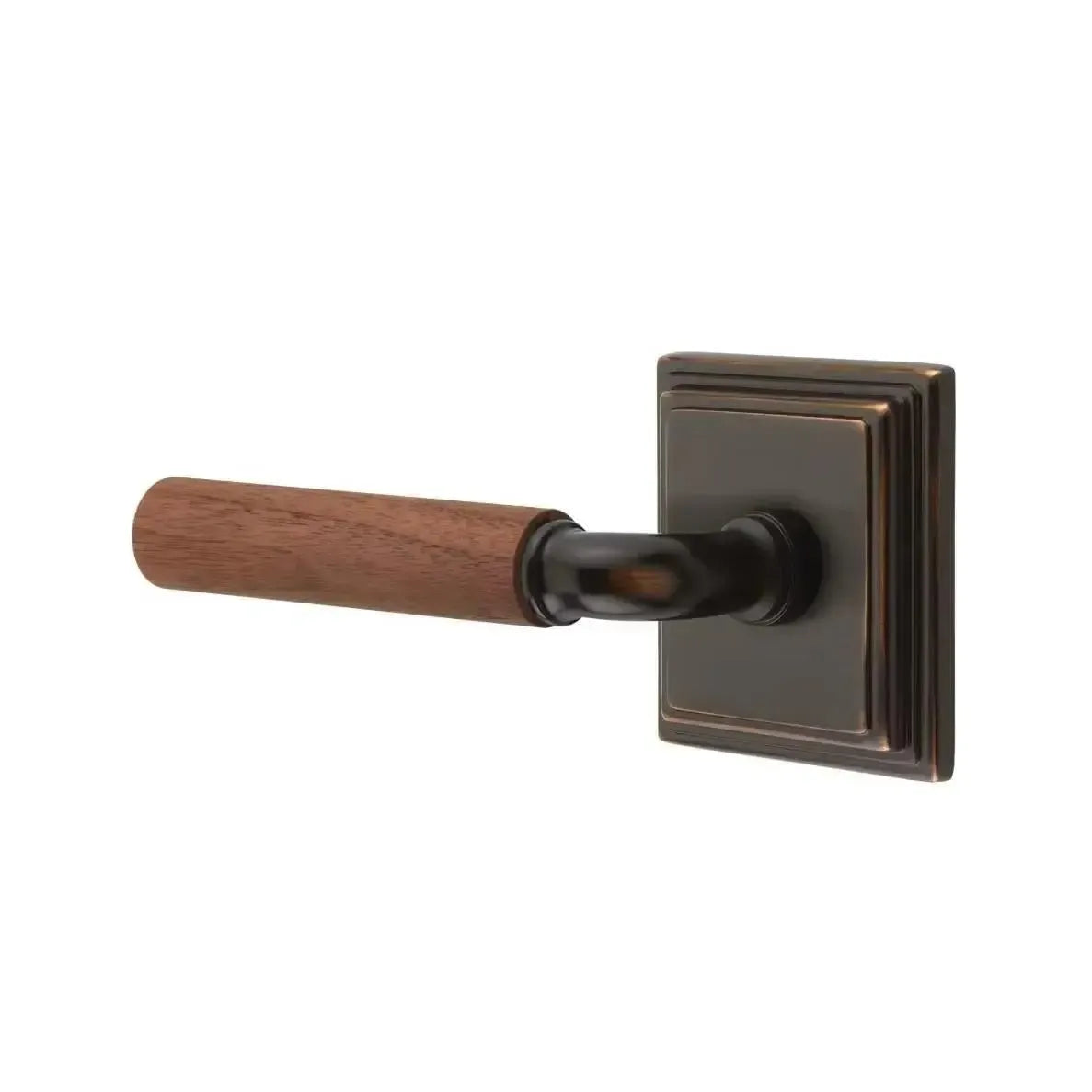 Emtek Select R-Bar Dark Walnut Lever with Wilshire Rosette in finish