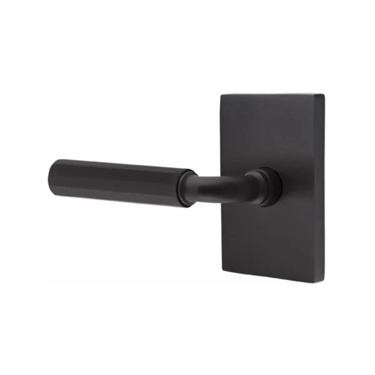 Emtek Select R-Bar Faceted Lever with Modern Rectangular Rosette 