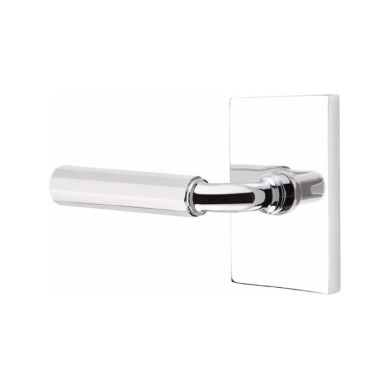 Emtek Select R-Bar Faceted Lever with Modern Rectangular Rosette in finish