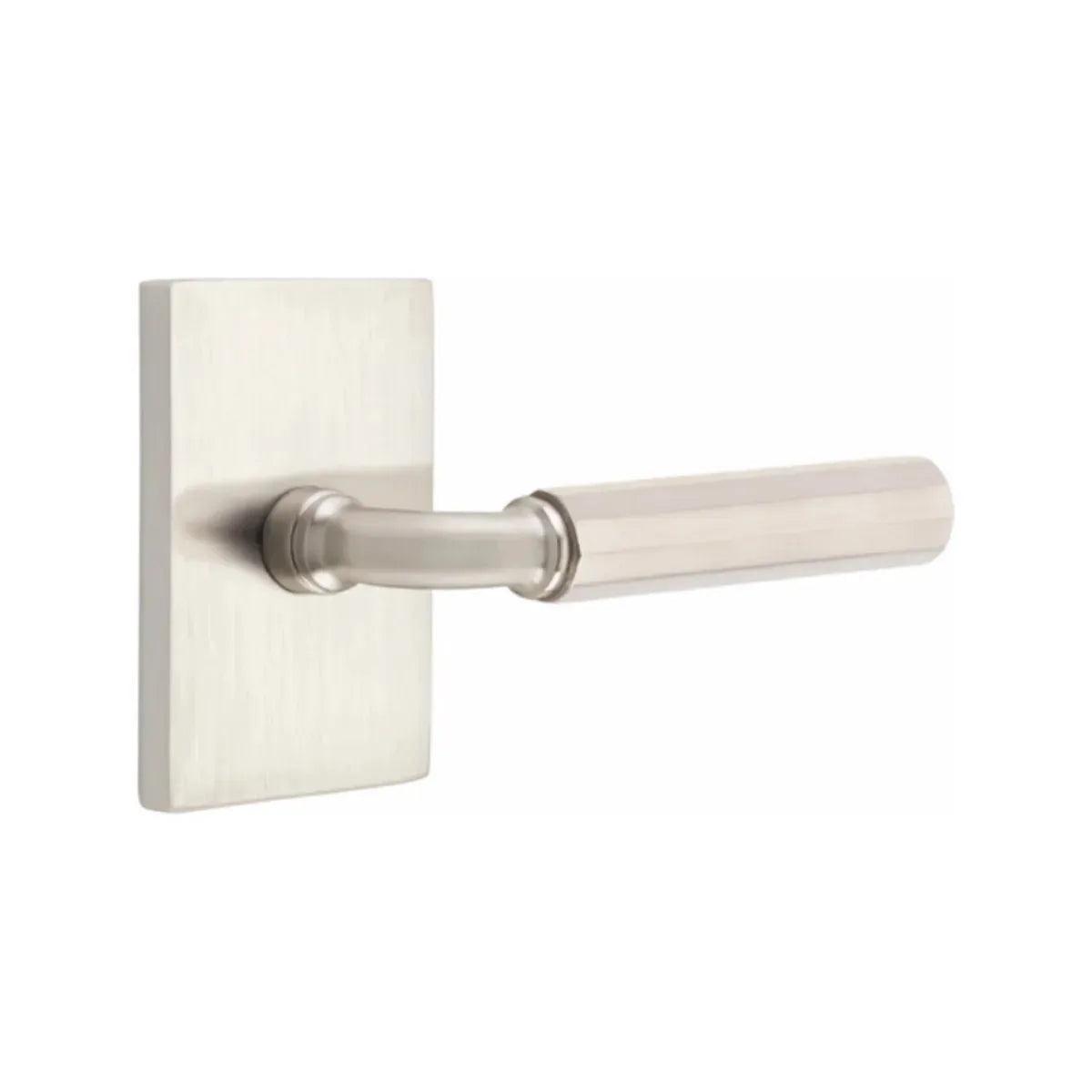 Emtek Select R-Bar Faceted Lever with Modern Rectangular Rosette 