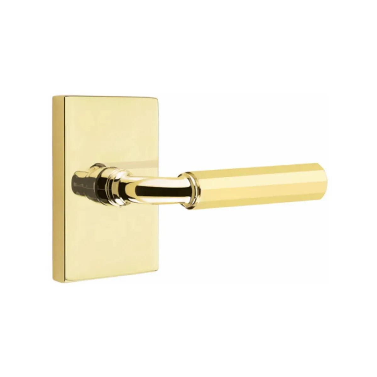 Emtek Select R-Bar Faceted Lever with Modern Rectangular Rosette 