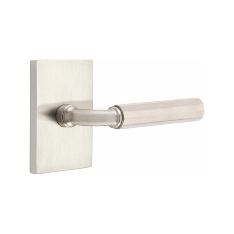 Emtek Select R-Bar Faceted Lever with Modern Rectangular Rosette in finish