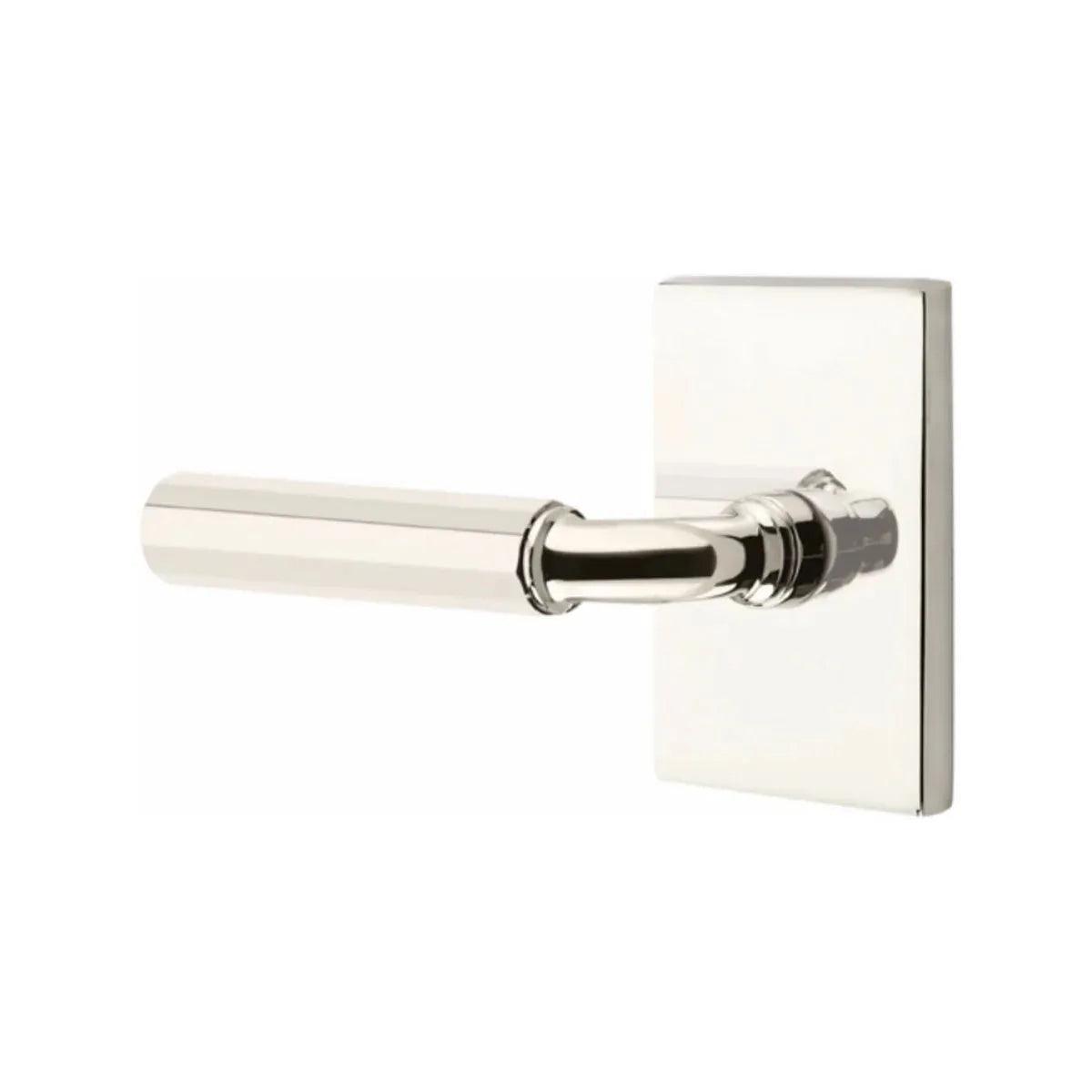 Emtek Select R-Bar Faceted Lever with Modern Rectangular Rosette 