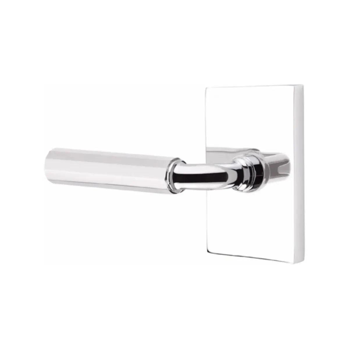 Emtek Select R-Bar Faceted Lever with Modern Rectangular Rosette 