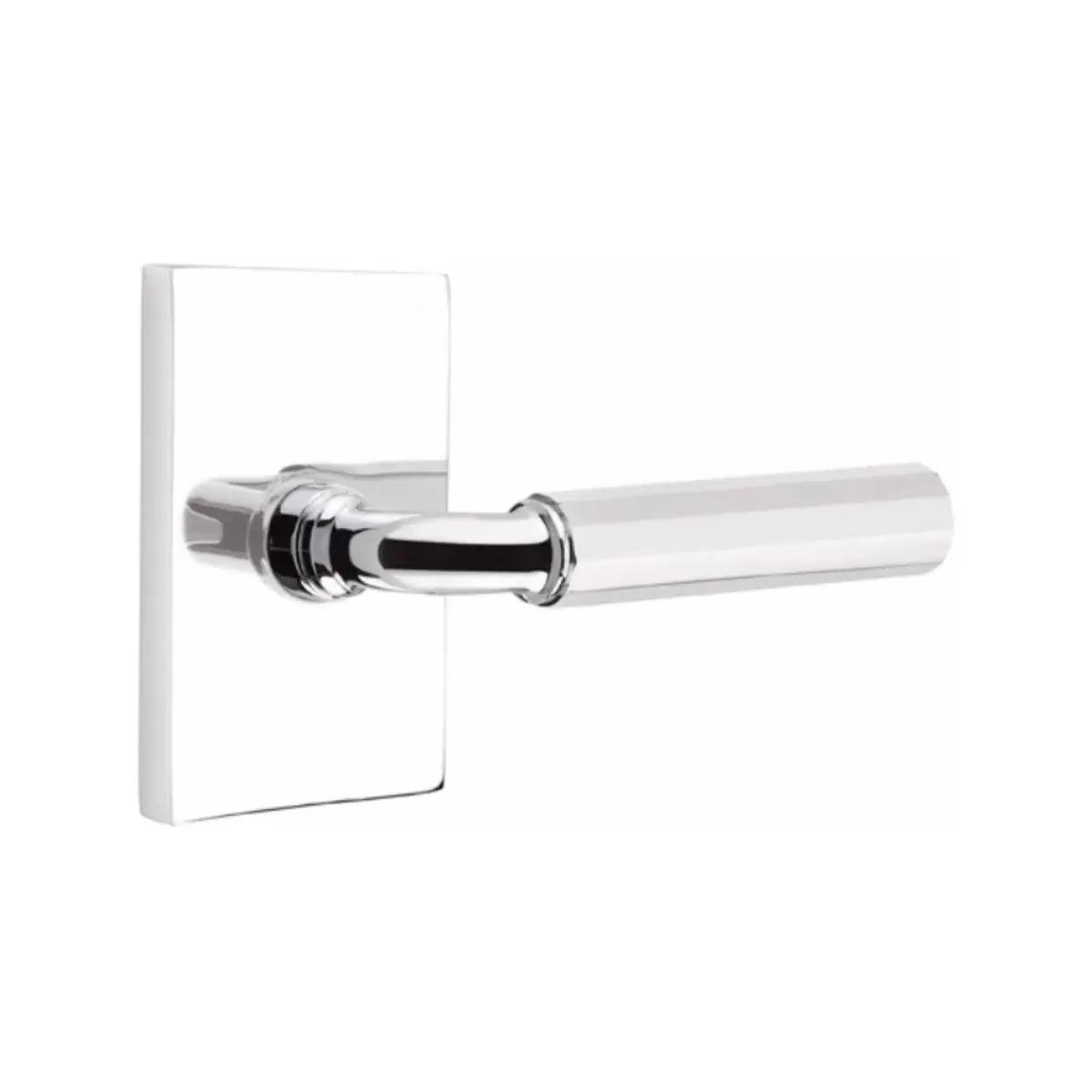 Emtek Select R-Bar Faceted Lever with Modern Rectangular Rosette 