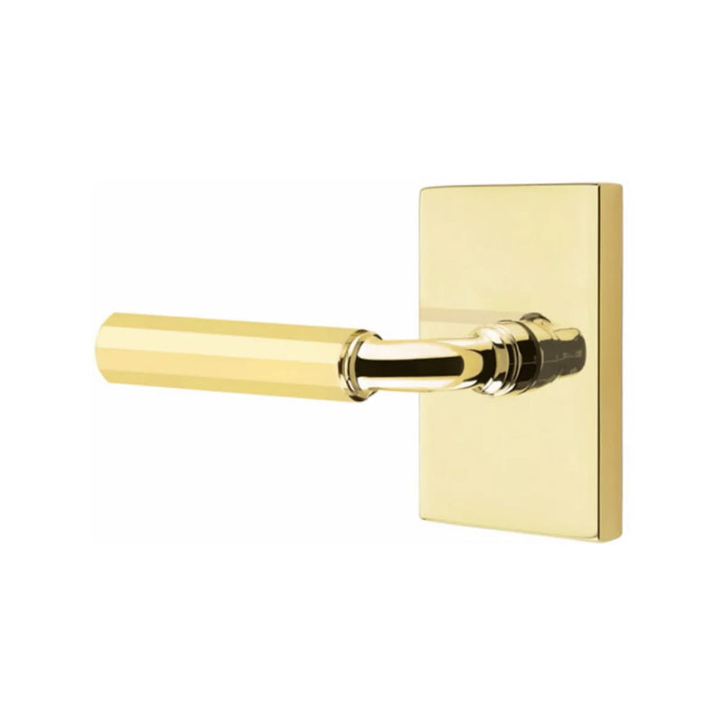 Emtek Select R-Bar Faceted Lever with Modern Rectangular Rosette in finish