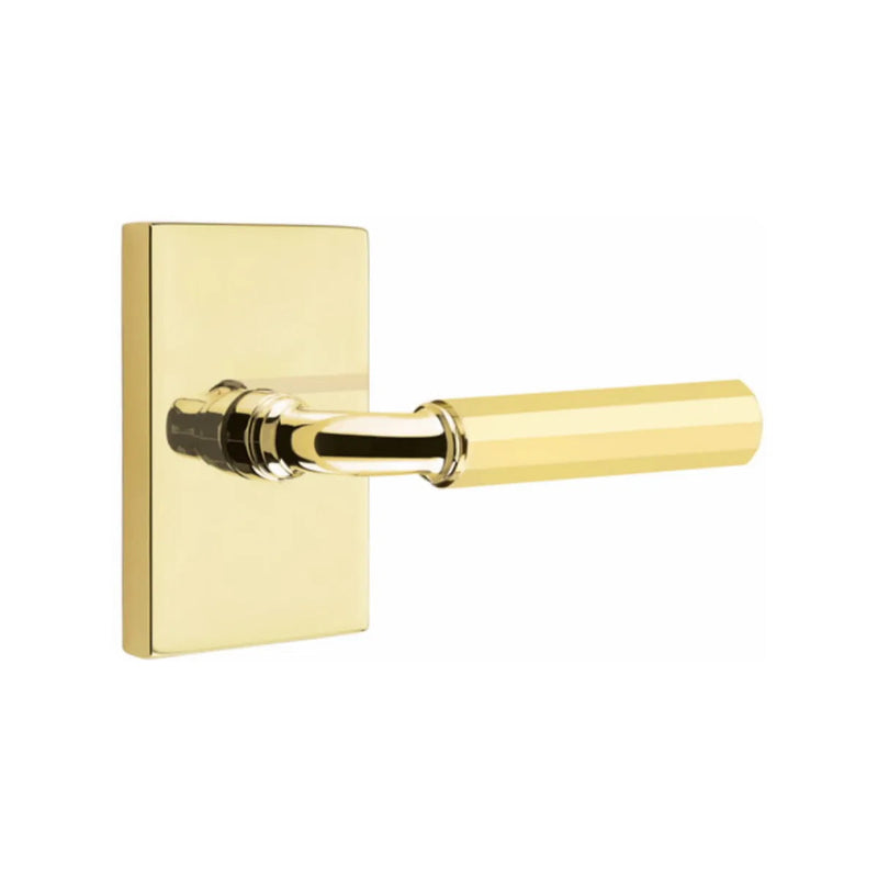 Emtek Select R-Bar Faceted Lever with Modern Rectangular Rosette in finish