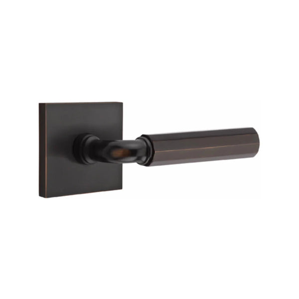 Emtek Select R-Bar Faceted Lever with Square Rosette in finish