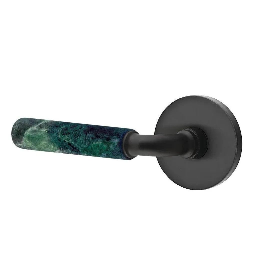 Emtek Select R-Bar Green Marble Lever with Disk Rosette Flat Black
