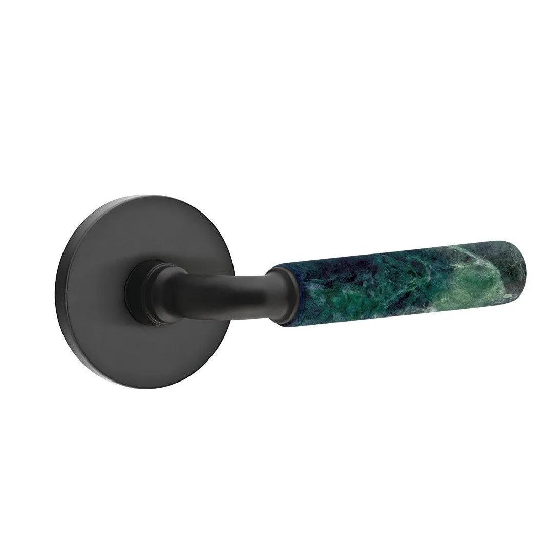 Emtek Select R-Bar Green Marble Lever with Disk Rosette Flat Black