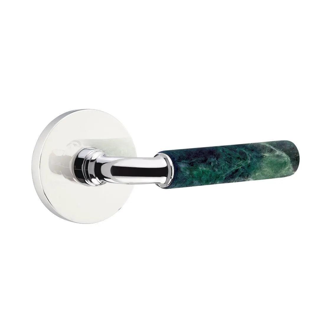 Emtek Select R-Bar Green Marble Lever with Disk Rosette Polished Chrome