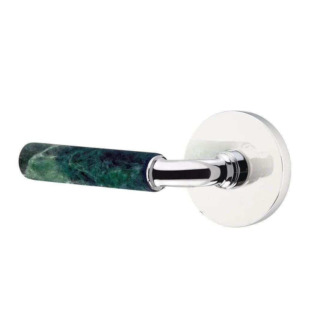 Emtek Select R-Bar Green Marble Lever with Disk Rosette Polished Chrome