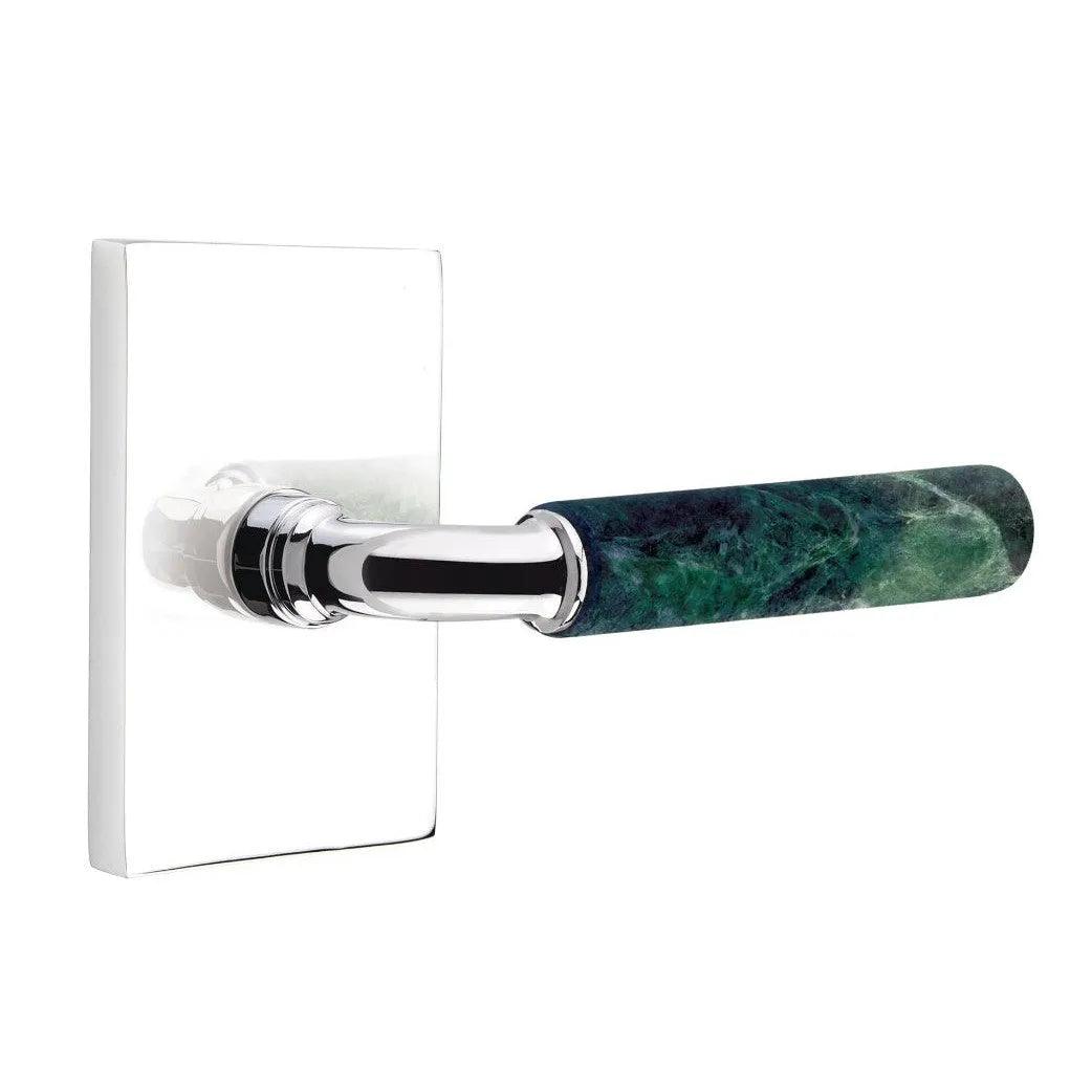 Emtek Select R-Bar Green Marble Lever with Modern Rectangular Rosette 
