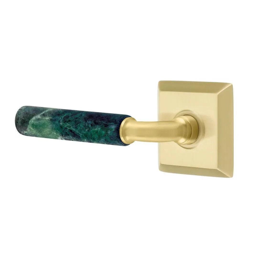 Emtek Select R-Bar Green Marble Lever with Quincy Rosette 