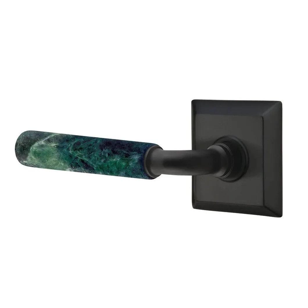 Emtek Select R-Bar Green Marble Lever with Quincy Rosette 